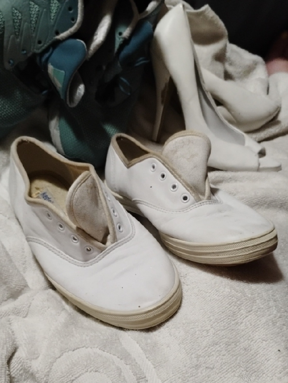 Keds White Canvas Slip-On Athletic Shoes